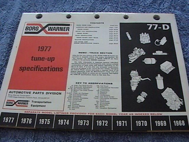 Borg-warner 1977 tune-up specifications