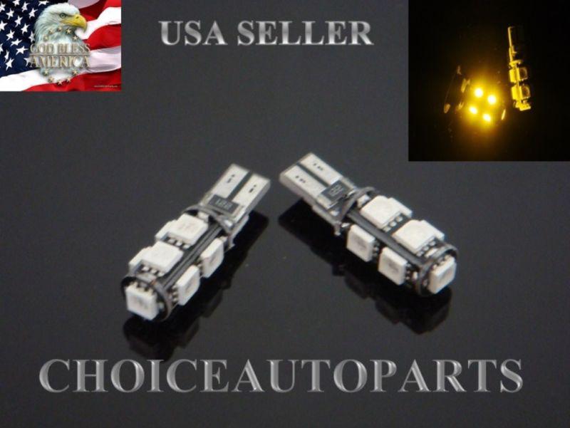 2 pcst10 w5w 194 168 9 smd 5050 yellow canbus error free