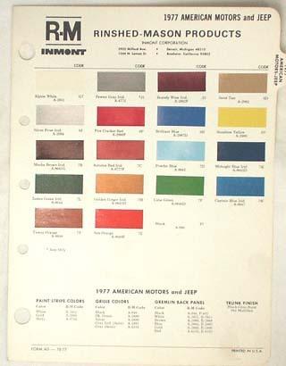 Jeep Color Chart