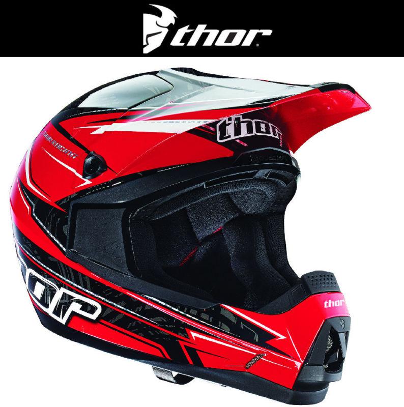 Thor quadrant stripe red black dirt bike helmet motocross mx atv 2014
