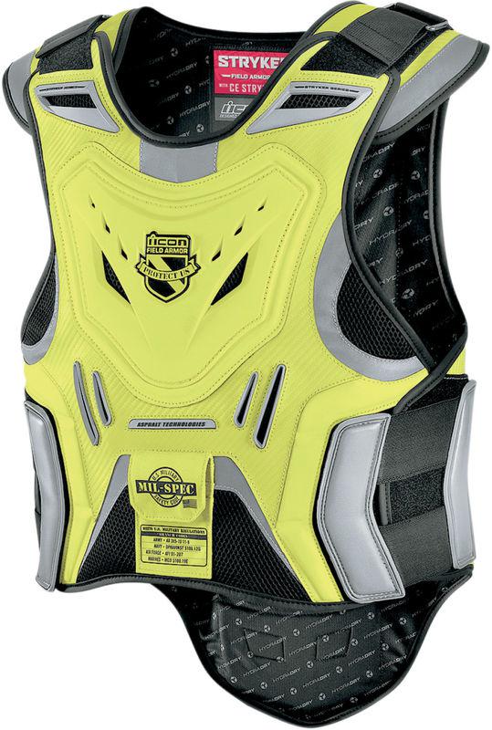 Icon stryker mil-spec yellow field armor vest 2013 motorcycle protection chest