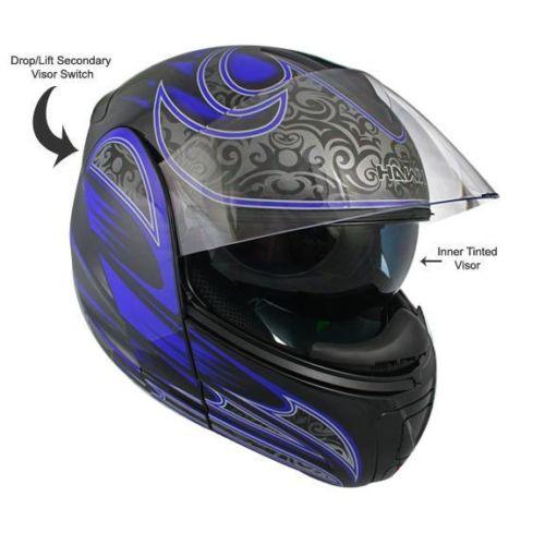 Hawk dual visor modular helmet s m l xl