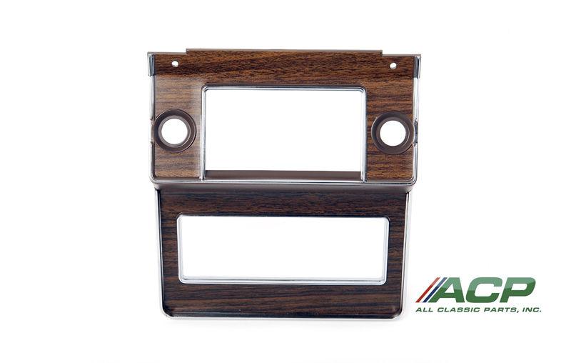 Ford mustang 69-70 radio bezel with woodgrain decal