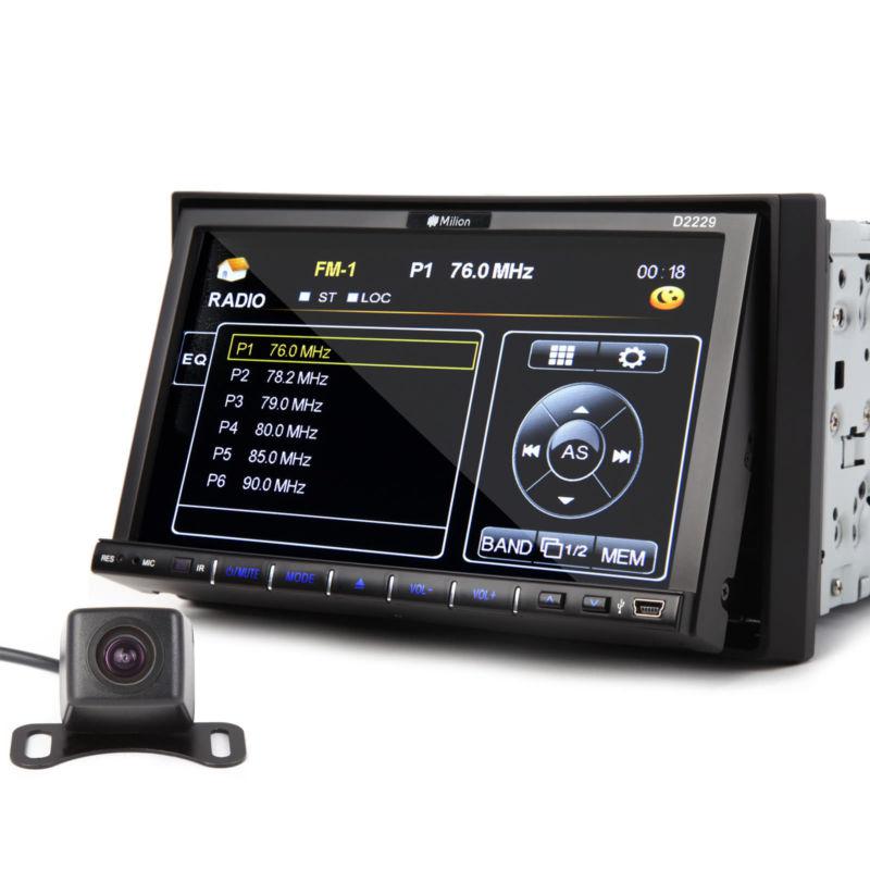Car dvd player 7" 2din digital touch screen stereo radio video universal+camera