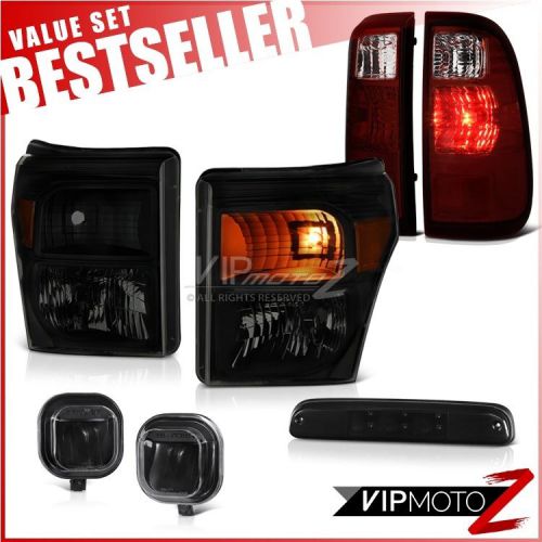 11-16 f350 6.2l third brake light foglights headlamps smoked red tail lights led