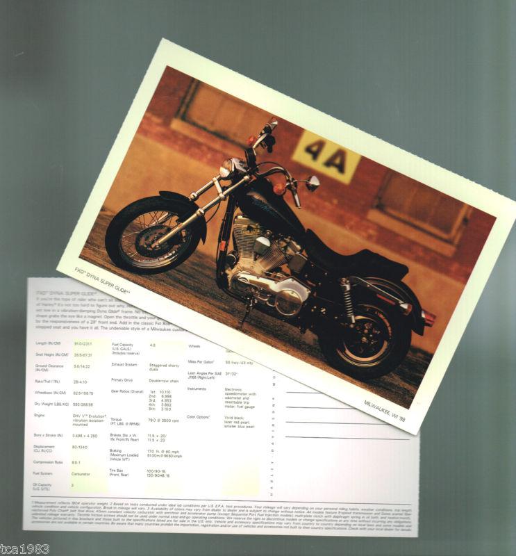 1998 harley-davidson fxd dyna super glide photo post card: free shipping