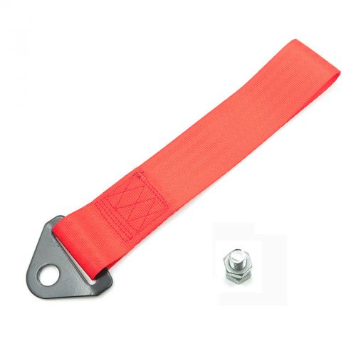 Red universal racing tow rope towing strap bumper hook strip 10,000 lb rating