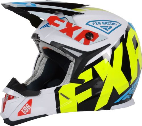 Fxr x-1 white/hi vis snowmobile helmet - large or 3xl - dot/ece - new