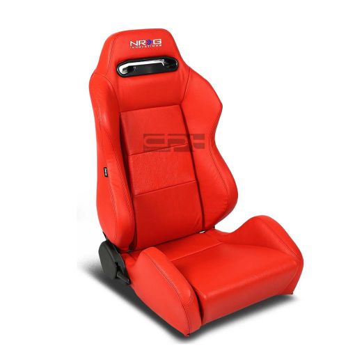 Nrg red 100% real leather sports racing seats+universal sliders passenger side