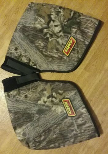 Camouflage 4 - wheeler handle bar covers to block wind for hunting season.
