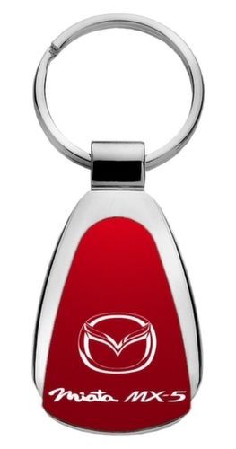 Genuine mazda miata mx-5 red logo metal chrome tear drop key chain ring fob