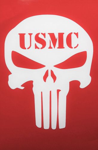 Decal WHITE 6 inch Free Star decal Marine Corps USMC Punisher Skull Sticker