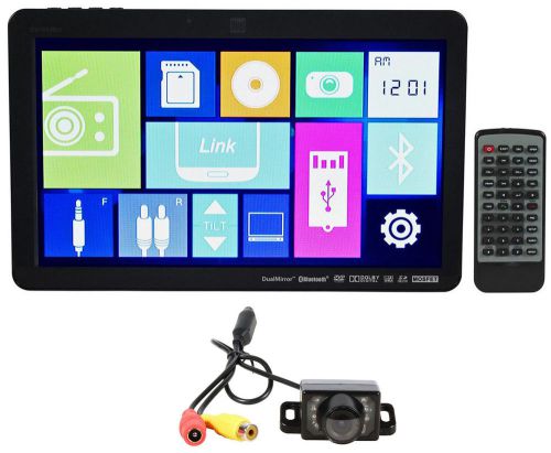 Dual dv1014bh 10&#034; dvd player w/bluetooth+iphone/android mirror+easy mount camera