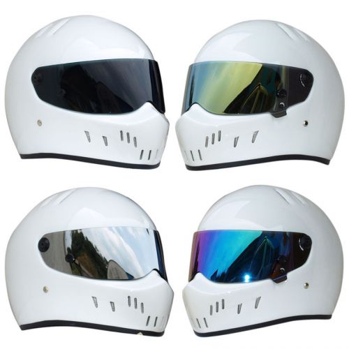 Full face motorcycle motorbike kart street bike helmet gloss white fiberglass