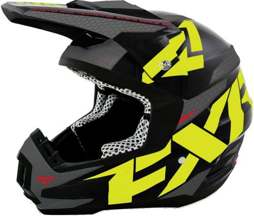 Fxr torque core-charcoal/hi vis snowmobile ski helmet -  large- dot/ece  - new
