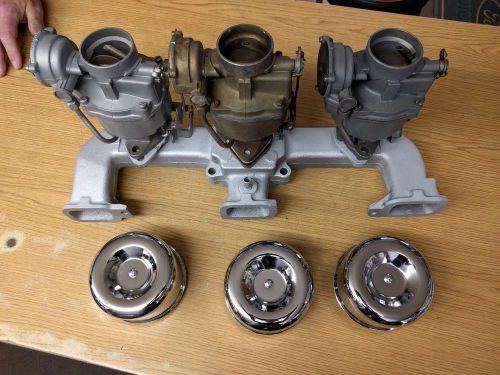 Chevy 6 cylinder 63+ 230-292 ci tri carb intake with one bbl rebuildable cores