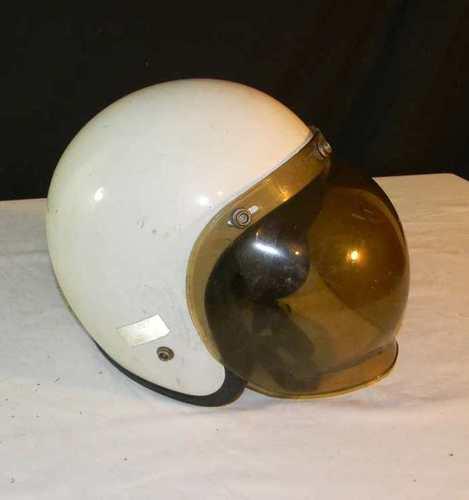 Vintage 1975 white motorcycle scooter helmet w bubble shield no dot medium
