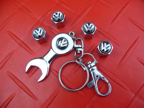 Tires valve stem caps vw volkswagen wheels covers set of 4 with key chain