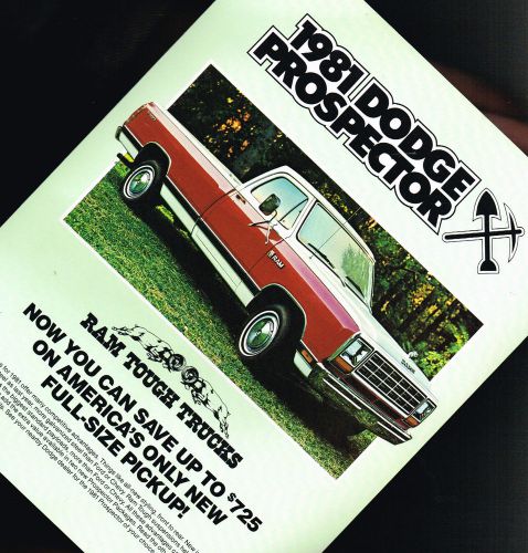 1981 dodge prospector pickup truck brochure/sheet, pick up &#039;81