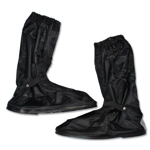 Black motorcycle rain boot covers waterproof biker shoes zippered us size 11-12