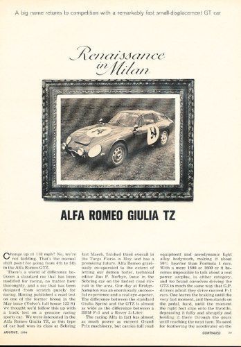 1964 alfa romeo giulia tz original road test article
