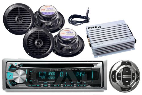 6.5&#034;speakers,antenna,amplifier, kenwood boat bluetooth cd usb radio&amp;wired remote