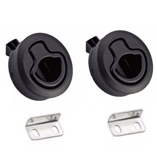 2x perfect black plastic boat deck hatch 1/2&#039;&#039; door 2&#039;&#039; flush pull slam latch