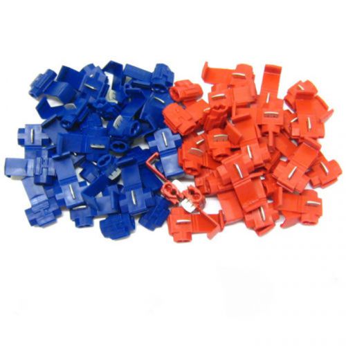 New 50pcs red blue snap on connector crimp wire terminal quick splice cable