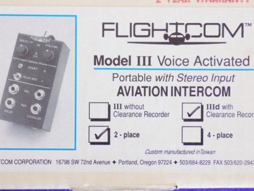 Flightcom model iii, intercom, voice activated