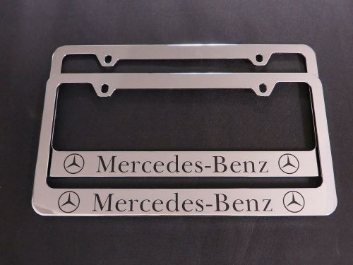 2 mercedes-benz e-class stainless steel chrome license plate frame + screw caps