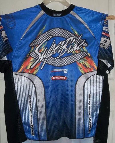 Mens athletic works mx super bike freestyle polyester s/s jersey - xl