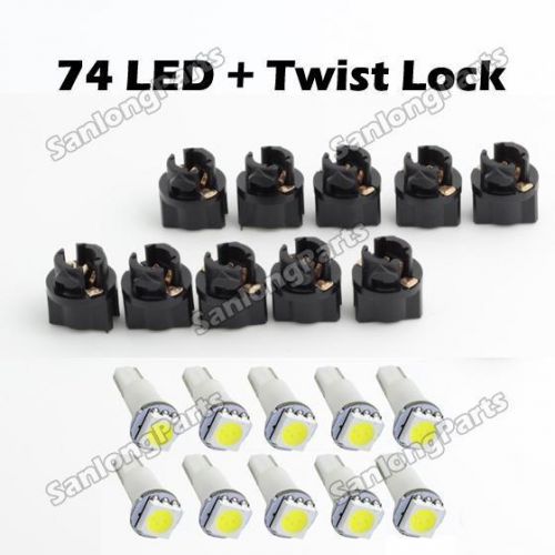 10x white t5 hole pc37 pc74 socket instrument panel cluster led light bulb kit
