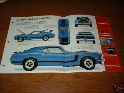 ★★1970 mustang boss 302 original imp brochure specs info blue 70 69 ford boss302