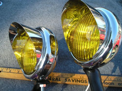 New pair of 6 - volt 30`s 40`s 50`s vintage style small fog lights with visors