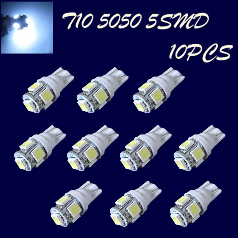 10pcs t10 5smd 5050 xenon side marker light 194 168 w5w car led wedge bulb white