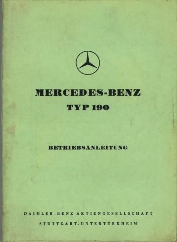 1957 mercedes-benz type 190 betriebsanleitung operating manual in german