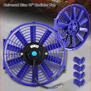 1 x 10&#034; blue electric slim push pull engine bay cooling radiator fan universal 5
