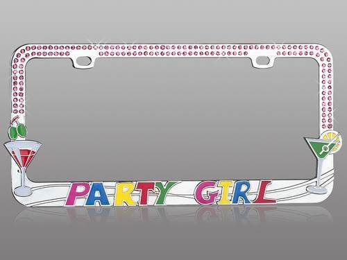 Party girl design with martini glass license plate frame lpf2mc020pnk