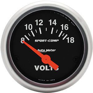 Autometer 3391 sport comp voltmeter gauge 8-18v