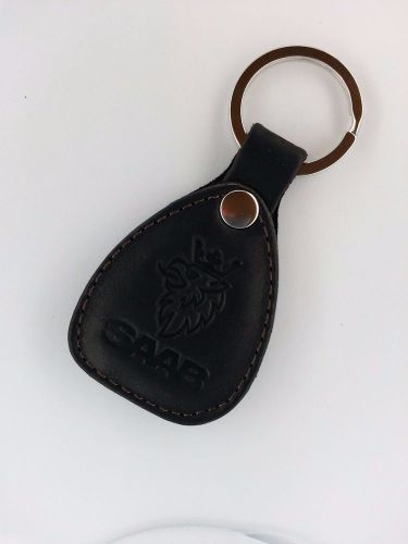 New leather keychain car logo saab auto emblem keyring