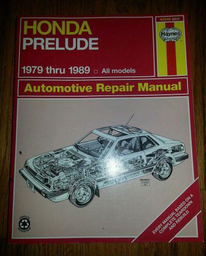 Haynes repair manual honda prelude 1979 thru 1989  all models #42040 (601)