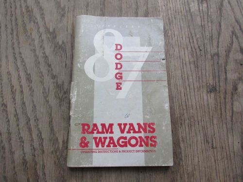 1987 dodge ram van and wagons factory original owner&#039;s manual