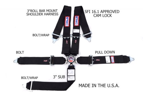 Rjs sfi 16.1 cam lock 5pt racing harness rollbar mount bolt in black 30298-18-23