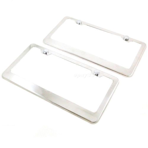 2* polished stainless steel plain blank license plate tag frame cover caps epyg