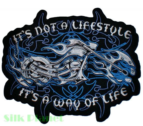 8x10&#034; it&#039;s a way of life flame biker back patch moto chopper vest harley emblem