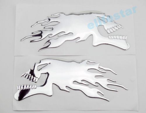 3d skull flame fire fuel gas tank badge fairing decal sticker emblem for harley