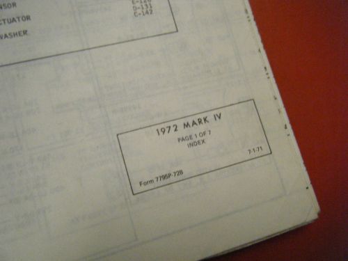 1972 lincoln mark iv factory wiring diagrams sheets service