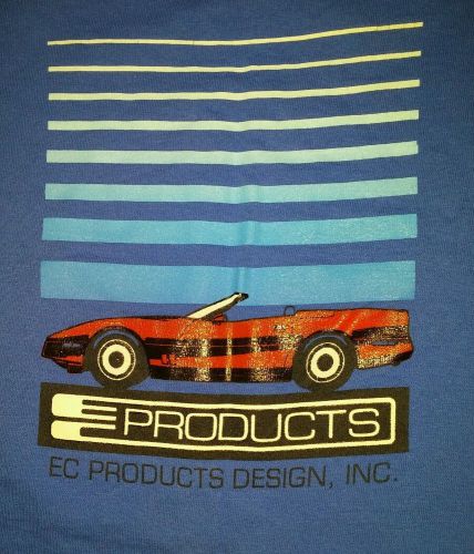 Vintage ec products corvette parts supplier t-shirt blue men&#039;s small