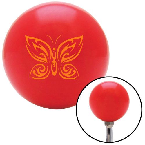 Orange fancy abstract butterfly red shift knob with m16 x 1.5 insert street rod