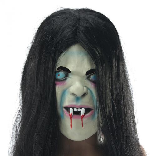 Latex scary long hair halloween full face masks sadako hallowmas ghost